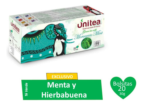 Té Verde Unitea Exclusivo Sabor Menta Hierbabuena Sri Lanka