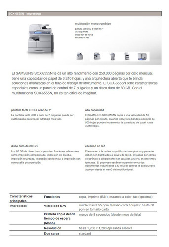 Impresora Multifunción Samsung Scx 6555 Con Abrochadora Auto