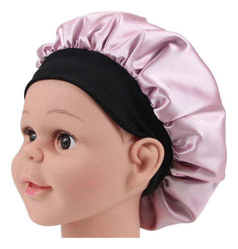 Gorro De Satén De Doble Capa Para Niños, Banda Elástica Anch