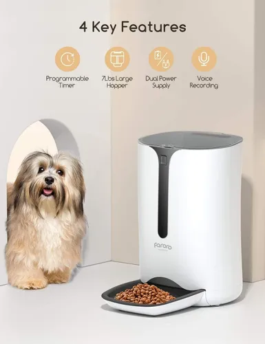 Faroro Dispensador Automático Comida Gatos Perros 7l