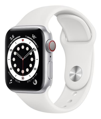 Apple Watch  Series 6 (GPS+Cellular) - Caixa de alumínio prata de 40 mm - Pulseira esportiva branco