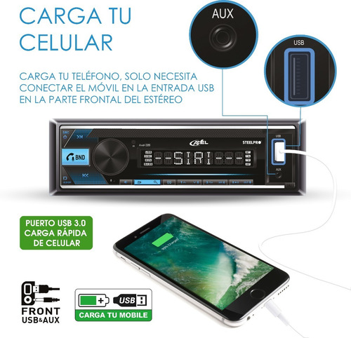 Imagen 6 de 8 de Autoestereo 100w X4 Max Desmontable Axel Premium By Steelpro