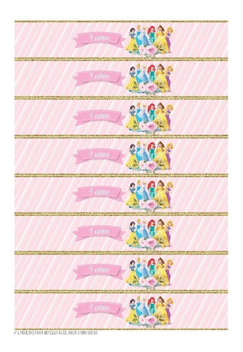 Kit Imprimible Princesas Disney Rosa Glitter Decoración W3