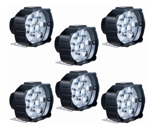  Kit 6 Faros Led Luz Alta Baja Estrobo Auto Moto 9 Led Hiper