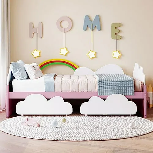 Cama Día Twin Con Almacenamiento, Niño/a, Nubes, Arcoíris