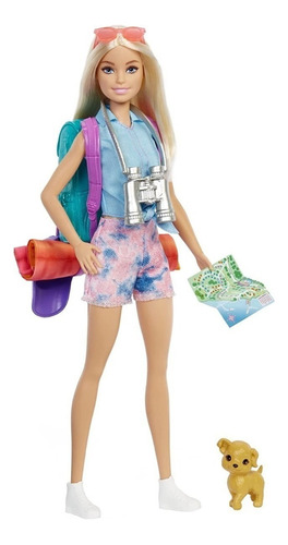Barbie Viajera Malibu Camping Incluye Perrito Y Saco Dormir