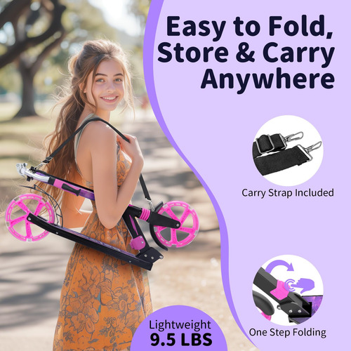 Scooter Para Niños Con Luz Led Altura Ajustable Plegable