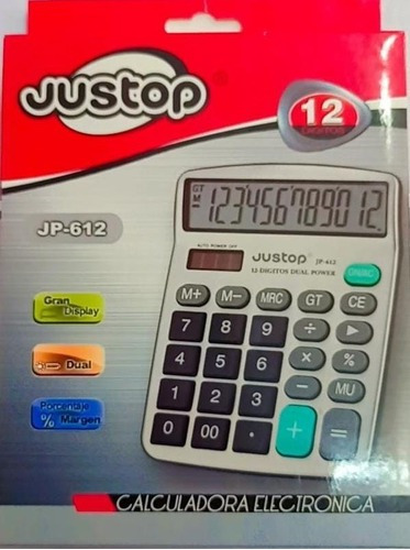 Calculadora Justop Jp-612 12 Dig Color Gris