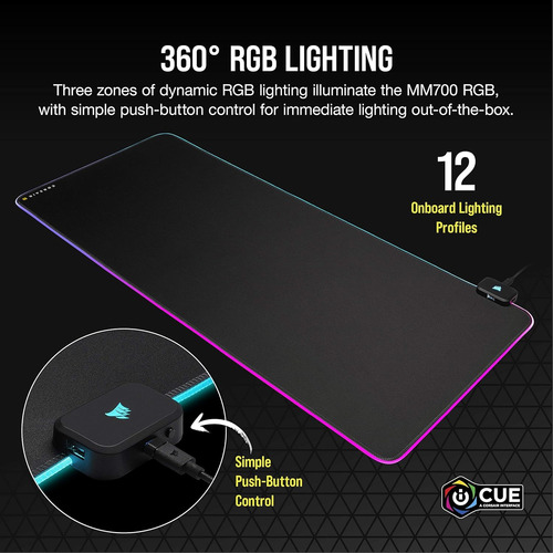 Corsair Mm700 Rgb, Pad De Mouse Para Juego Con Rgb Con Usb