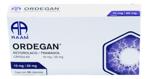 Ordegan Ketorolaco / Tramadol 10mg/25mg C/30 Caps- 3 Pack