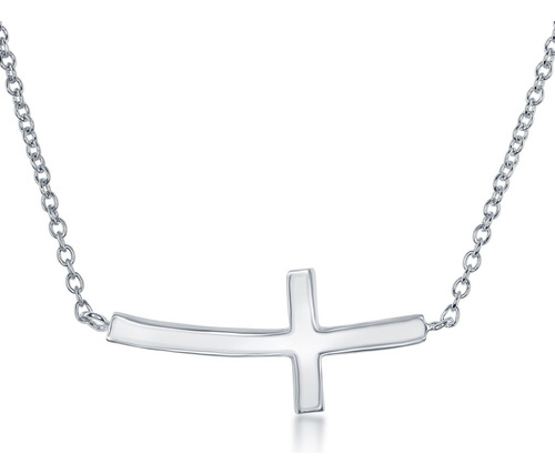 Collar Con Cruz Lateral De Plata De Ley Beaux Bijoux | De Y