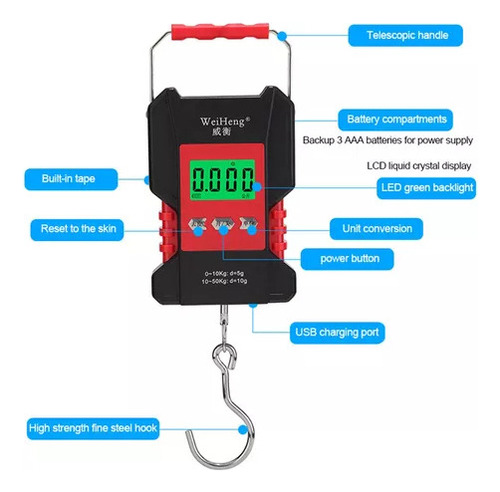 Escala De Até 50 Kg Balança Digital Portátil De 50 Quilos