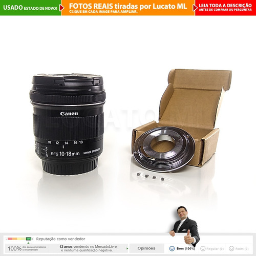 Lente Canon Efs 10-18mm Is Stm C/ Caixa + Baioneta Fullframe