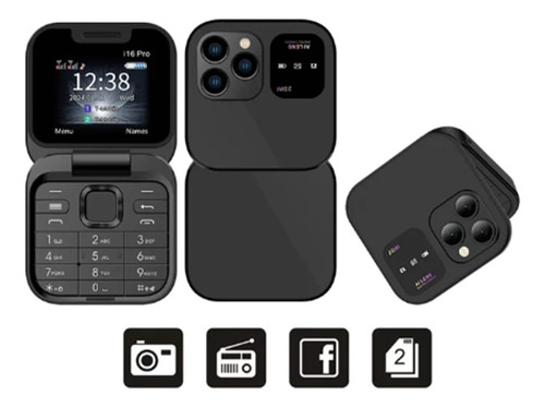 Lizusidtsy Mini Teléfono Móvil Con Tapa Radio Fm Negra De Voz Marcación Rápida Vibración Tarjeta 2sim Pantalla Pequeña Teléfono Plegable (azul)
