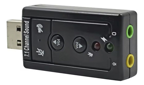 Placa de Som USB Externa 7.1 Canais Adaptador Áudio P/ PC e Notebook com Entrada P2 P/ Microfone e Fone – Compatível com Windows, Linux e Mac