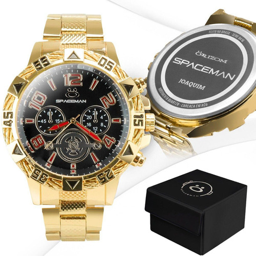 Relogio Masculino Banhado Dourado Personalizado Aço Inox