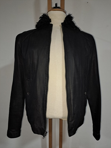 Chaqueta Cuero 100% Goya Original Talla S Cuello Peludo