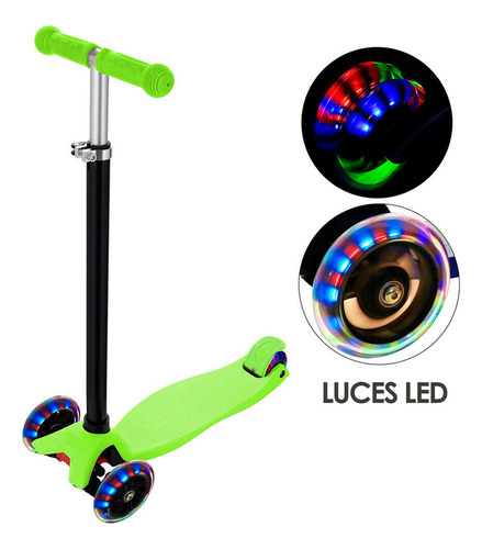 Scooter Patin Del Diablo Colores Niños Y Niñas 3 Llantas Color Verde