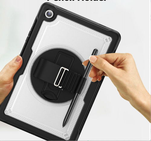 Funda Para Samsung Galaxy Tab A9 8.7 Con Correa Y Mica Protector De Pantalla, Uso Rudo Parte Trasera Transparente Y Soporte