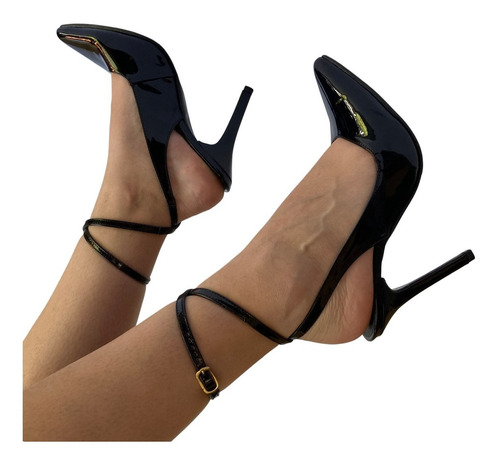 Imagen 2 de 8 de Zapatilla Mujer Felipe Rentería Tacón 10 Pulsera Al Tobillo