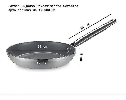 Sartén Alum Antiad.cerámico F.inducción 24cm Pujadas Gris