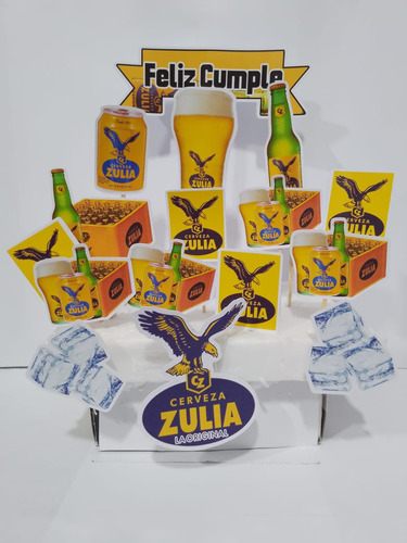 Topper De Torta Motivo De Cerveza Zulia Cumpleaños