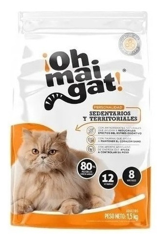 Imagen 2 de 2 de Alimento Oh Mai Gat Sedentarios 8kg