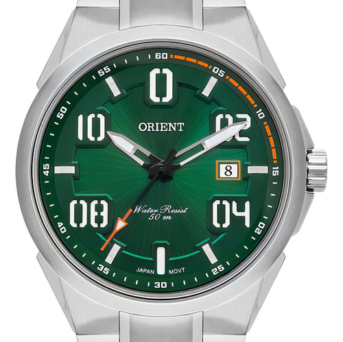 Relógio Orient Masculino MBSS1437-E2SX Aço Fundo Verde Cor da correia Prateado Cor do bisel Prateado