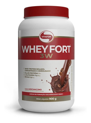 Whey Fort Proteina Isolada Concentr Mochaccino 900g Vitafor