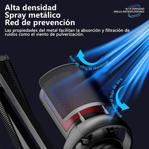Micrófonos Podcast Rgb Condensador Cardioide Para Pc Y Usb-c