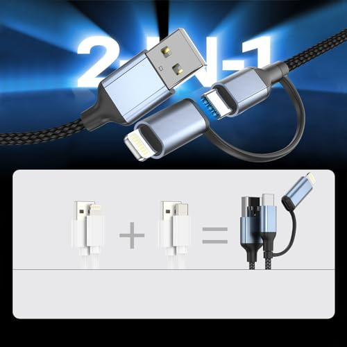 Cable Usb A Usb C Y Lightning 2 En 1, Cable Cargador Usb C D