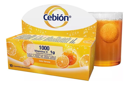 Cebión Vitamina C 1000mg, 10 Tabletas Efervescentes De 1g