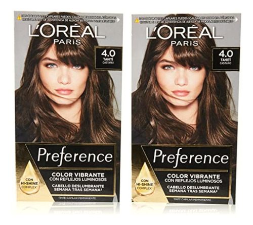 2 Pack Tinte Para Cabello Preference Loreal Paris Tono 4