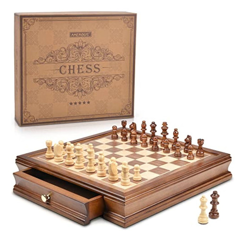 Amerous Juego De Ajedrez Magnético De Madera De