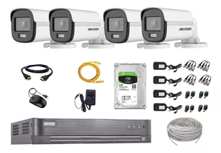 Cámaras Exterior Hikvision Kit 4 5mp Colorvu + Disco 2tb