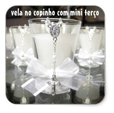 Vela No Copinho Com Mini Terço Caixa Com 10 Velas