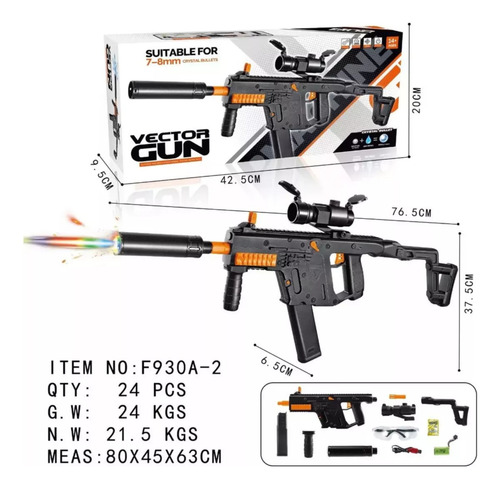 Vector Fusil De Asalto Con Balas Hidrogel Batería Automatico