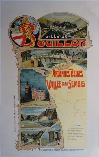 Bouillon Valonia Bélgica - Afiche 1895 - Lámina 45x30 Cm.