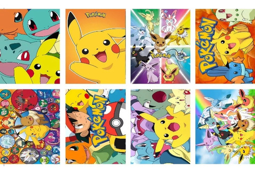 Paquete De 8 Afiches Poster  Kimetsu, Naruto, Pokémon Otros
