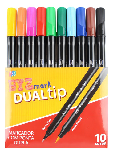 Kit Caneta Dual Brush Bismark Dualtip Com 10 Cores