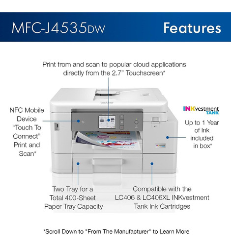Impresora Multifuncional Brother Mfc-j4535dw Inkvestment