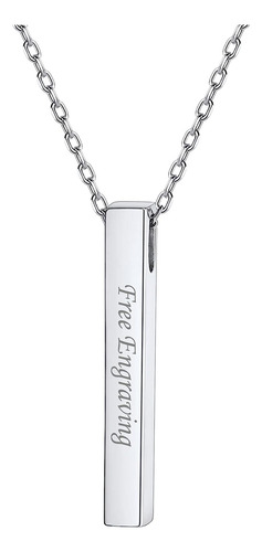 Collar Colgante Mujer Plata Barra Vertical Personalizable