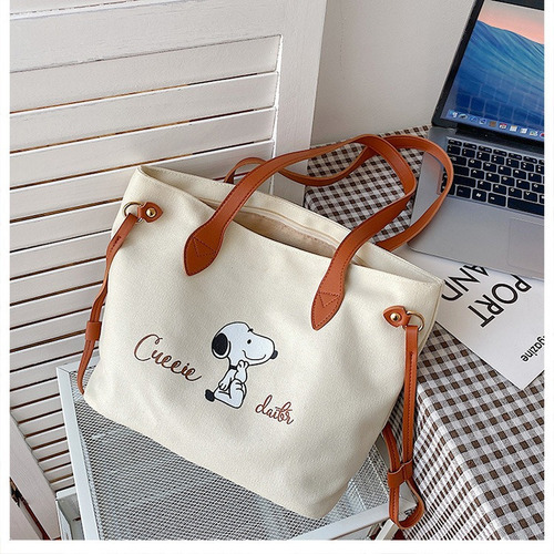 A4 Bolsa Snoopy De Lona Informal Bolsos Cercanías Para Mujer