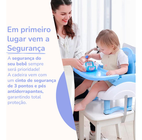 Cadeirinha De Refeição Portatil Dobravel Alimentação Bebe Cor Azul Bamboo