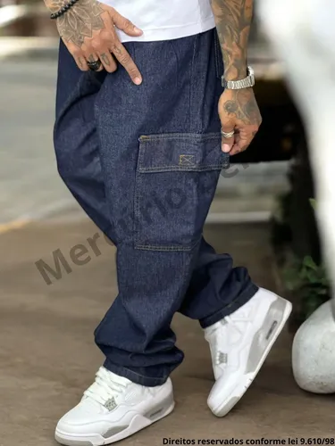 Mc2 Calça Masculina Cargo Bolso Lateral Street/skatista Cordão