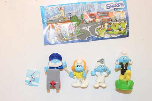2018 Lote 4 Pitufos Kinder Sorpresa Serie Pitufos En Ciudad (Usado)