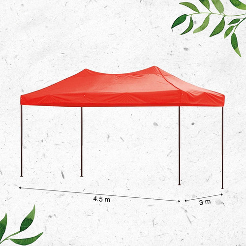Carpa Toldo Plegable Impermeable Reforzado 3x4.5 Con Marco Rojo