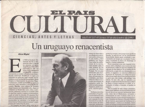 Angel Rama Dossier Especial Pais Cultural 1993 Felisberto