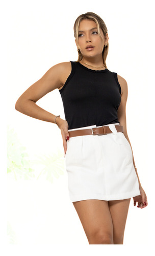 Short Saia De Alfaiataria Com Cinto. Sh-0012