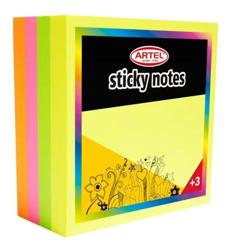 Notas Adhesiva Brillante 4 Colores 75x75 Mm 320 Hojas Artel